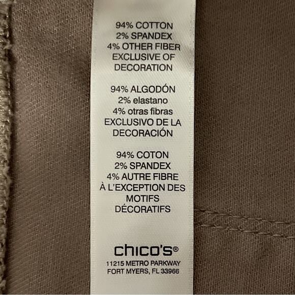 Chico’s Perfect Stretch Girlfriend Slim Leg Tan Ankle Jeans Size 0/ Small - Picture 5 of 5
